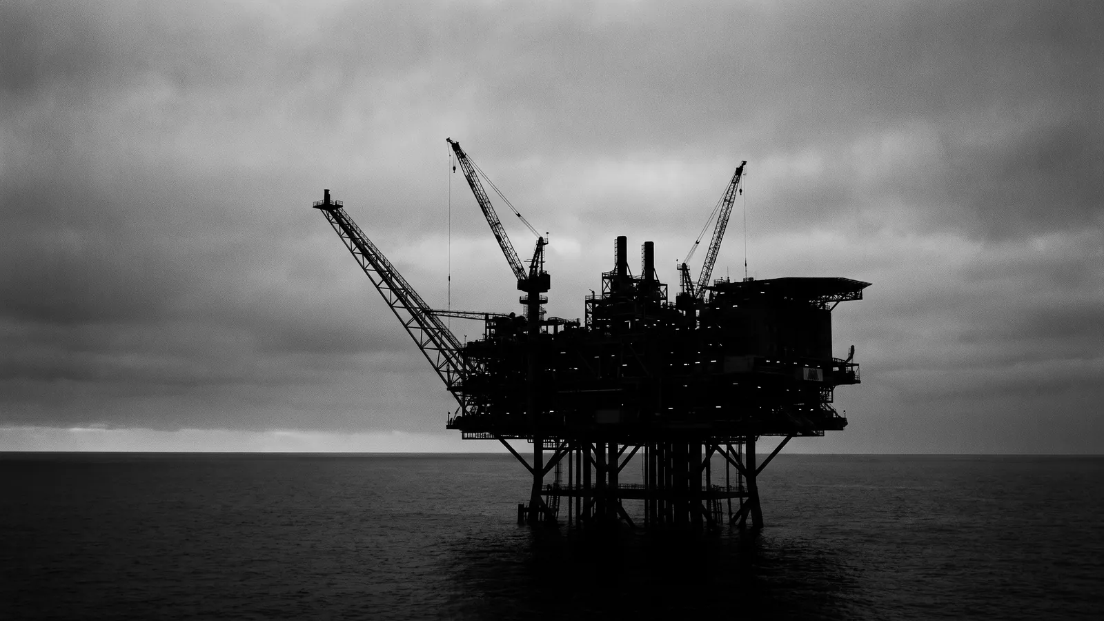 Offshore energy platform at dusk