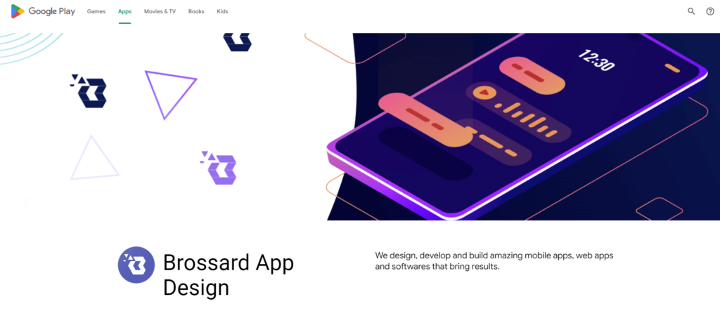 Brossard App Design Homepage