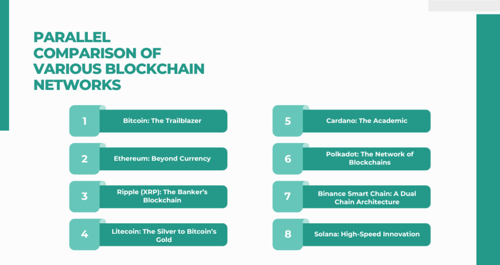 Parallel Comparison of Various Blockchain Networks